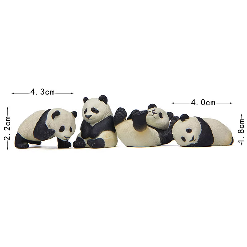 4Pcs/Set Cute Panda Moss Micro Landscape Terrarium Figurine Decoration Resin Funny Panda Babies Ornament Fairy Garden Miniature