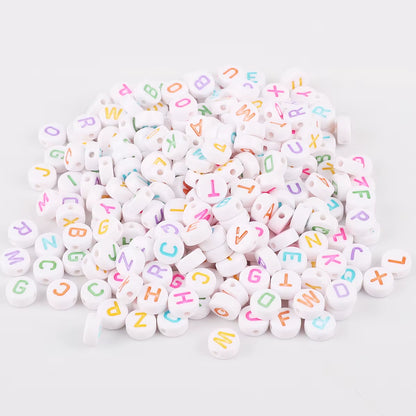 4X7Mm 100Pcs Acrylic Spacer Beads Letter Beads Oval Alphabet Beads for Jewelry Making Needlework Beads DIY Handmade Accessories