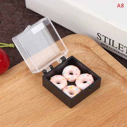 1Box Dollhouse Miniature Doughnuts Cake Dessert Model Miniature Food Scene Model DIY Doll House Decor Accessories29*29*20Mm