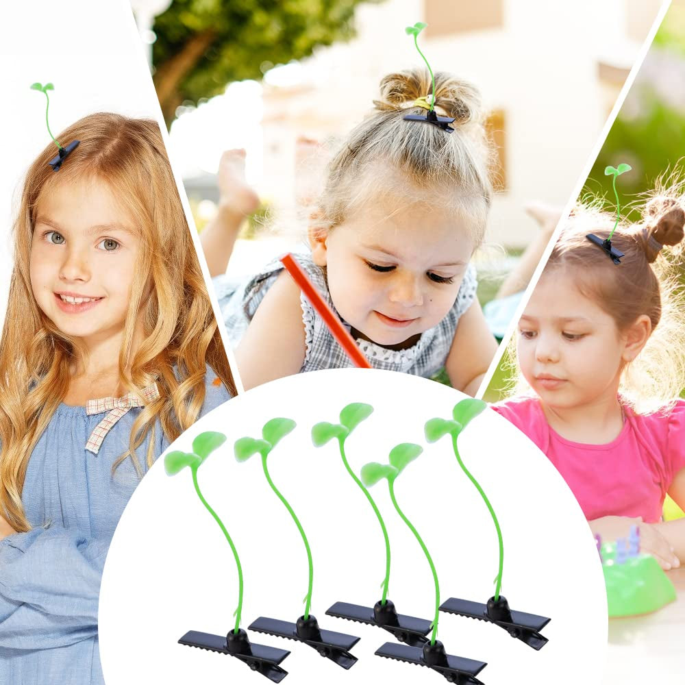 20 Pcs Bean Sprout Hair Clips Green Plant Hair Clips Pea Hairpin Little Grass Barrette Cute Grass Ornaments Hairpiece Hair Accessories for Kids Girls Women School Home Party Supplies