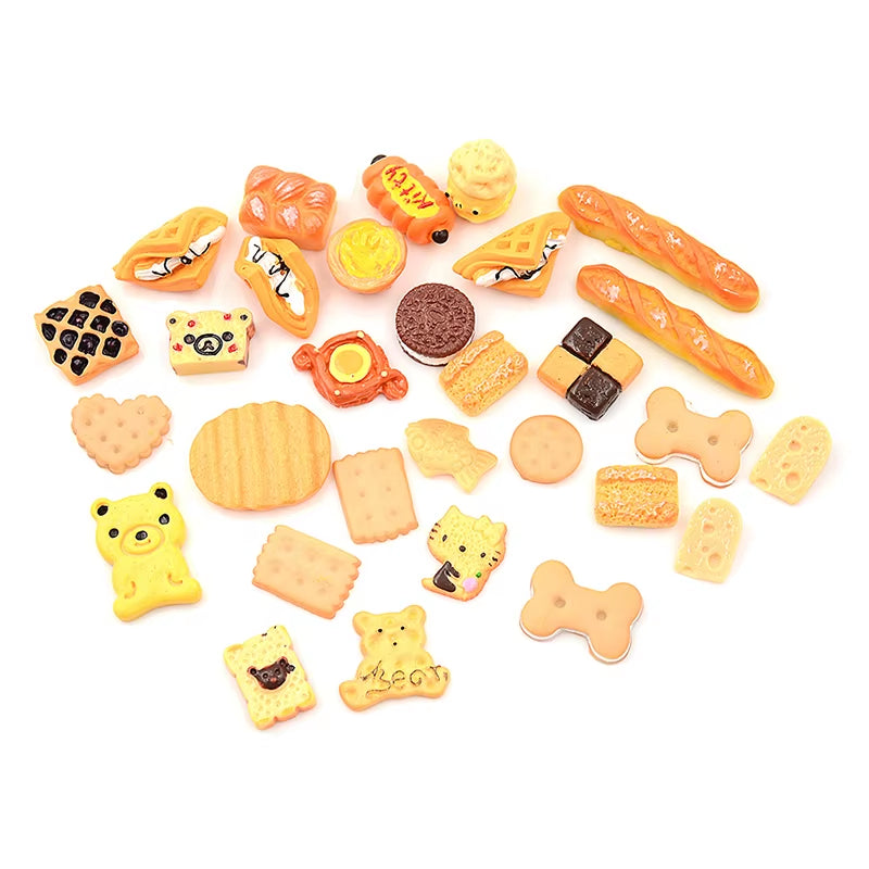 30Pcs/Lot Mini Play Food Cake Biscuit Donuts Dolls for Dolls Accessories Wholesale Miniature Pretend Toy