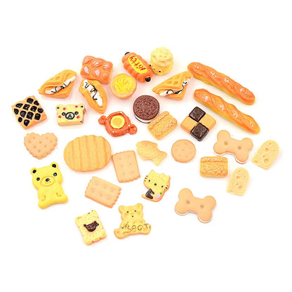 30Pcs/Lot Mini Play Food Cake Biscuit Donuts Dolls for Dolls Accessories Wholesale Miniature Pretend Toy