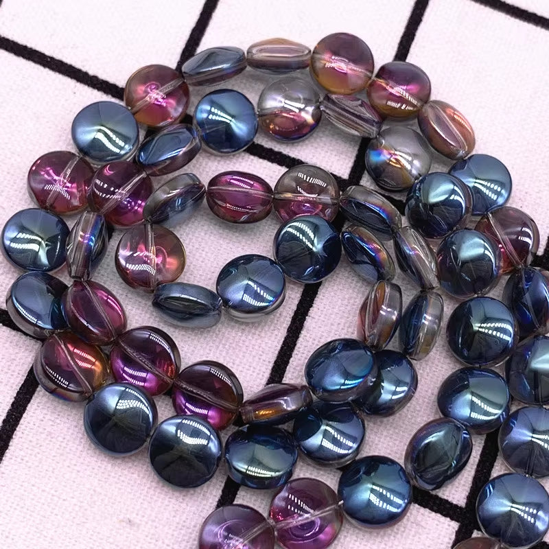 15Pcs/Lot 10*3Mm Glaze round Flat Beads Crystal Glass Beads,Wheel Beads,Transit Beads,Bracelet Necklace Jewelry Making