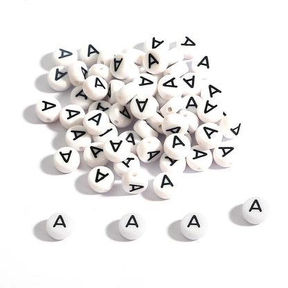 4X7Mm 100Pcs Acrylic Spacer Beads Letter Beads Oval Alphabet Beads for Jewelry Making Needlework Beads DIY Handmade Accessories