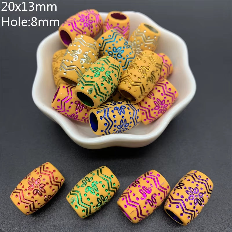 10Pcs Colourful Large Hole Barrel Beads Imitation Wood Beads Acrylic Spaced Beads Charms Bracelet Beads for Jewelry Making