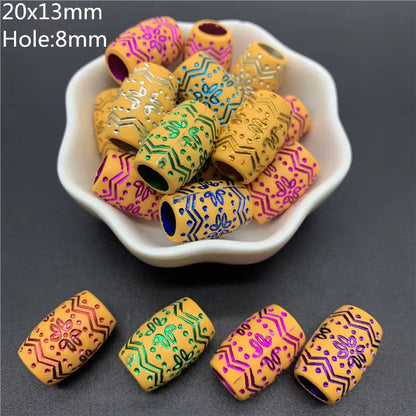 10Pcs Colourful Large Hole Barrel Beads Imitation Wood Beads Acrylic Spaced Beads Charms Bracelet Beads for Jewelry Making