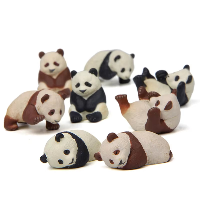 4Pcs/Set Cute Panda Moss Micro Landscape Terrarium Figurine Decoration Resin Funny Panda Babies Ornament Fairy Garden Miniature