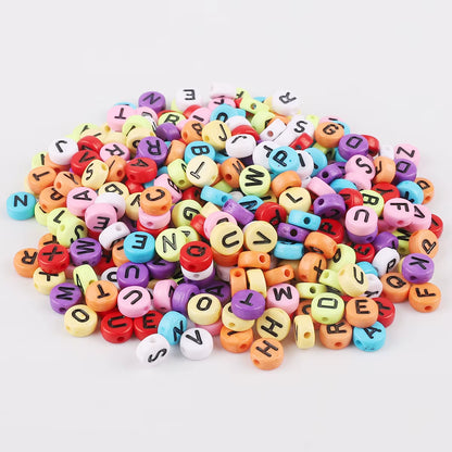 4X7Mm 100Pcs Acrylic Spacer Beads Letter Beads Oval Alphabet Beads for Jewelry Making Needlework Beads DIY Handmade Accessories