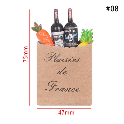 1 Set 1:12 Doll House Mini Wine Bottles Fruit Box Candy Food Toy for Dollhouse Collectible Gift Miniature Accessories