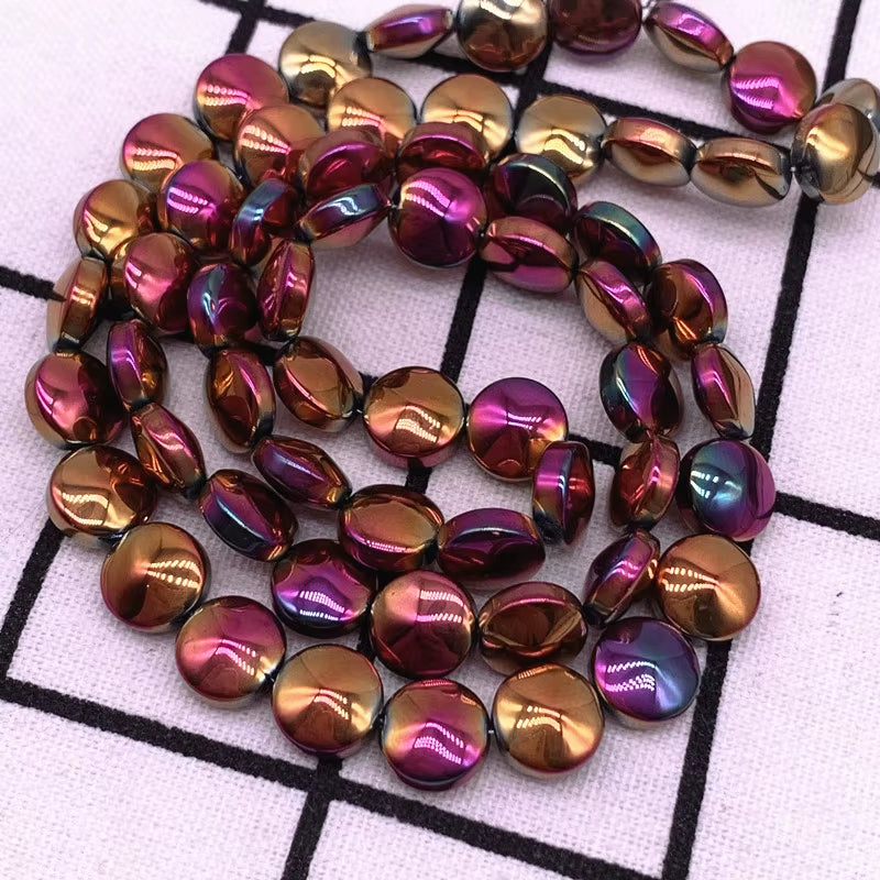 15Pcs/Lot 10*3Mm Glaze round Flat Beads Crystal Glass Beads,Wheel Beads,Transit Beads,Bracelet Necklace Jewelry Making