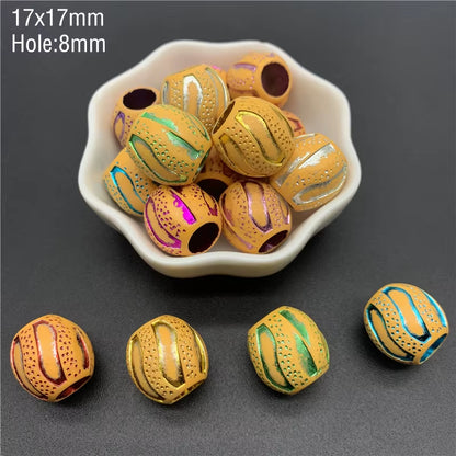 10Pcs Colourful Large Hole Barrel Beads Imitation Wood Beads Acrylic Spaced Beads Charms Bracelet Beads for Jewelry Making