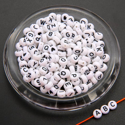 4X7Mm 100Pcs Acrylic Spacer Beads Letter Beads Oval Alphabet Beads for Jewelry Making Needlework Beads DIY Handmade Accessories