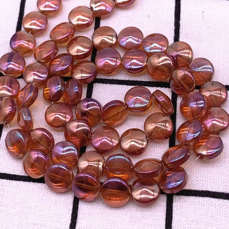 15Pcs/Lot 10*3Mm Glaze round Flat Beads Crystal Glass Beads,Wheel Beads,Transit Beads,Bracelet Necklace Jewelry Making