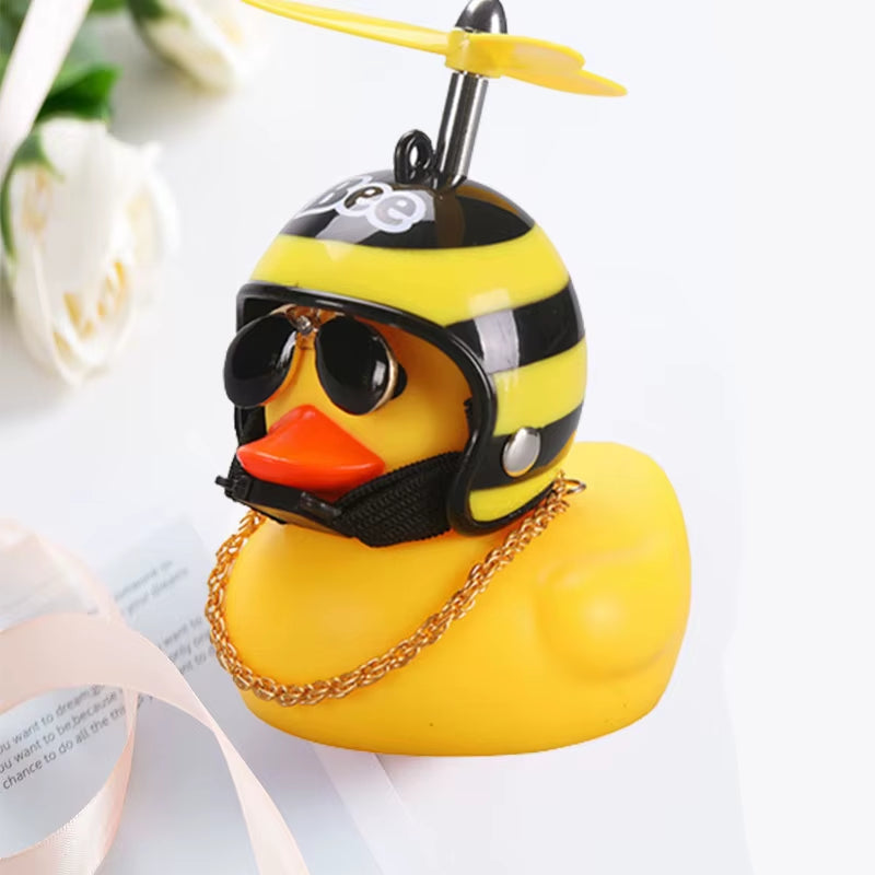 Adorable Yellow Duck Pendant with Helmet - Fun Cycling Accessory for Road Bike Enthusiasts