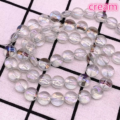 15Pcs/Lot 10*3Mm Glaze round Flat Beads Crystal Glass Beads,Wheel Beads,Transit Beads,Bracelet Necklace Jewelry Making