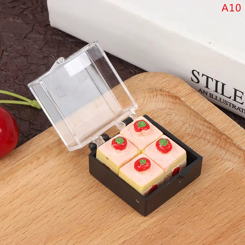 1Box Dollhouse Miniature Doughnuts Cake Dessert Model Miniature Food Scene Model DIY Doll House Decor Accessories29*29*20Mm