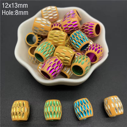 10Pcs Colourful Large Hole Barrel Beads Imitation Wood Beads Acrylic Spaced Beads Charms Bracelet Beads for Jewelry Making