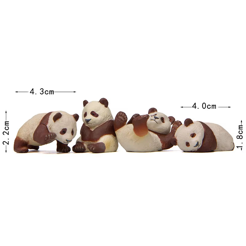 4Pcs/Set Cute Panda Moss Micro Landscape Terrarium Figurine Decoration Resin Funny Panda Babies Ornament Fairy Garden Miniature