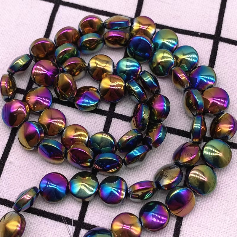 15Pcs/Lot 10*3Mm Glaze round Flat Beads Crystal Glass Beads,Wheel Beads,Transit Beads,Bracelet Necklace Jewelry Making