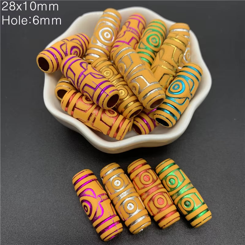 10Pcs Colourful Large Hole Barrel Beads Imitation Wood Beads Acrylic Spaced Beads Charms Bracelet Beads for Jewelry Making