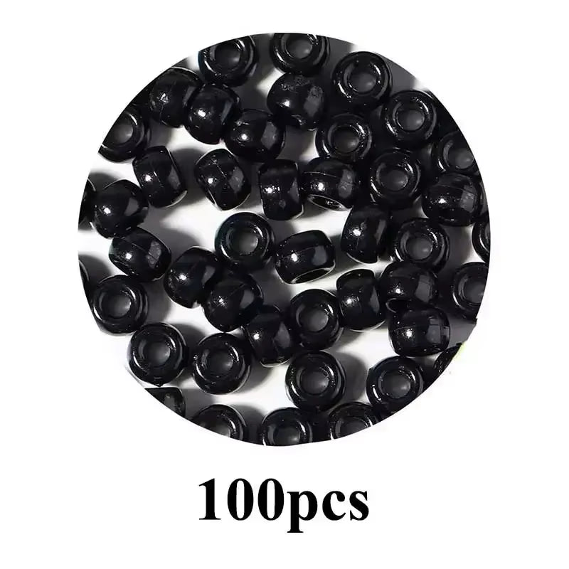 100Pcs Hair Beads Pony Beads for Hair Braids 6X9Mm Plastic Bead 4Mm Large Hole for Kids Girls African Hair Bead Accessories