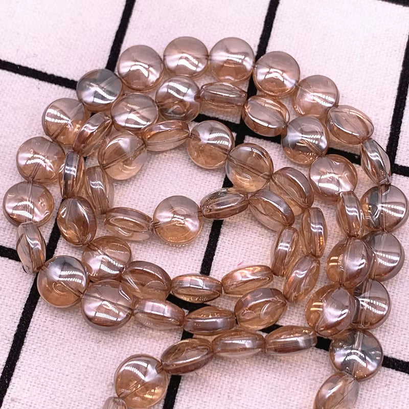 15Pcs/Lot 10*3Mm Glaze round Flat Beads Crystal Glass Beads,Wheel Beads,Transit Beads,Bracelet Necklace Jewelry Making