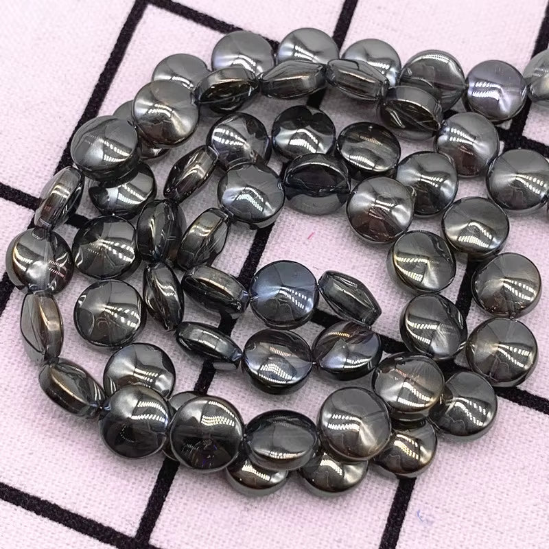 15Pcs/Lot 10*3Mm Glaze round Flat Beads Crystal Glass Beads,Wheel Beads,Transit Beads,Bracelet Necklace Jewelry Making