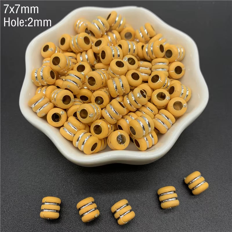 10Pcs Colourful Large Hole Barrel Beads Imitation Wood Beads Acrylic Spaced Beads Charms Bracelet Beads for Jewelry Making