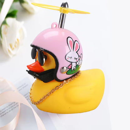 Adorable Yellow Duck Pendant with Helmet - Fun Cycling Accessory for Road Bike Enthusiasts