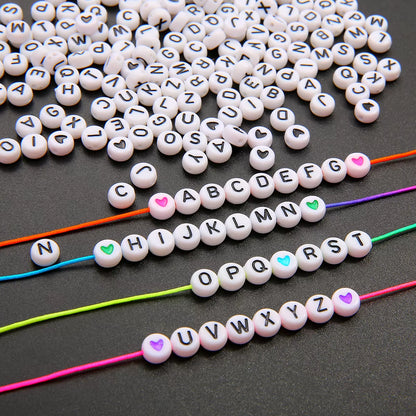 4X7Mm 100Pcs Acrylic Spacer Beads Letter Beads Oval Alphabet Beads for Jewelry Making Needlework Beads DIY Handmade Accessories