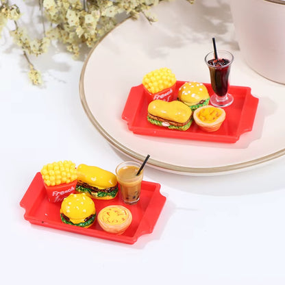 1 Set Cute Mini Hamburger French Fries Miniature Dollhouse Fast Food for Doll House Kitchen Coffee Cup Accessories Toy