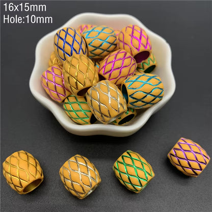 10Pcs Colourful Large Hole Barrel Beads Imitation Wood Beads Acrylic Spaced Beads Charms Bracelet Beads for Jewelry Making