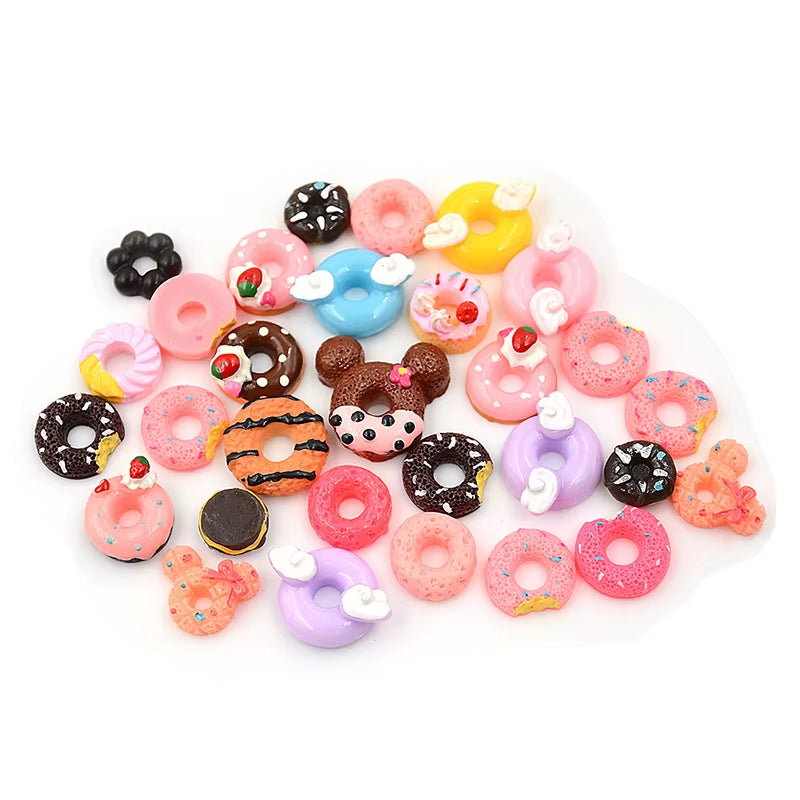 30Pcs/Lot Mini Play Food Cake Biscuit Donuts Dolls for Dolls Accessories Wholesale Miniature Pretend Toy