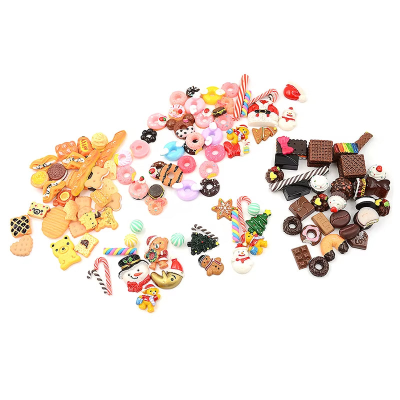 30Pcs/Lot Mini Play Food Cake Biscuit Donuts Dolls for Dolls Accessories Wholesale Miniature Pretend Toy