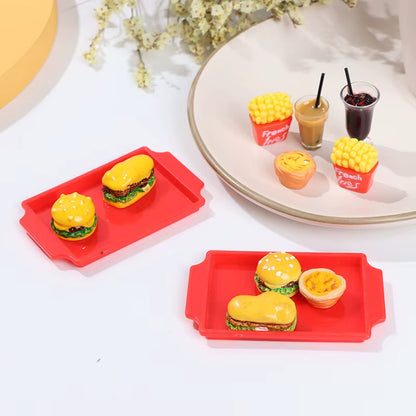 1 Set Cute Mini Hamburger French Fries Miniature Dollhouse Fast Food for Doll House Kitchen Coffee Cup Accessories Toy