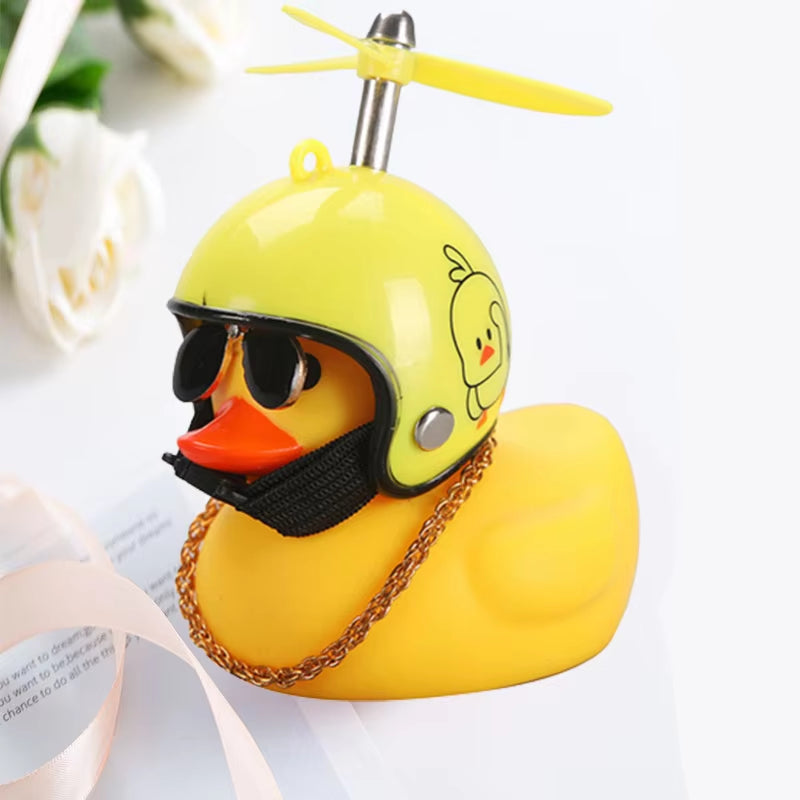 Adorable Yellow Duck Pendant with Helmet - Fun Cycling Accessory for Road Bike Enthusiasts