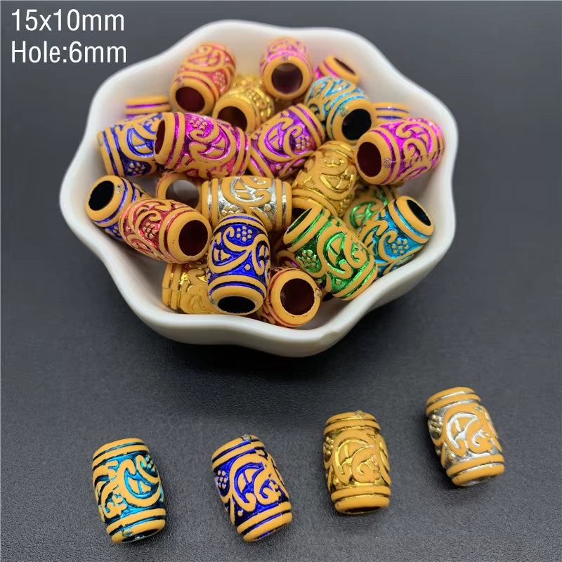 10Pcs Colourful Large Hole Barrel Beads Imitation Wood Beads Acrylic Spaced Beads Charms Bracelet Beads for Jewelry Making