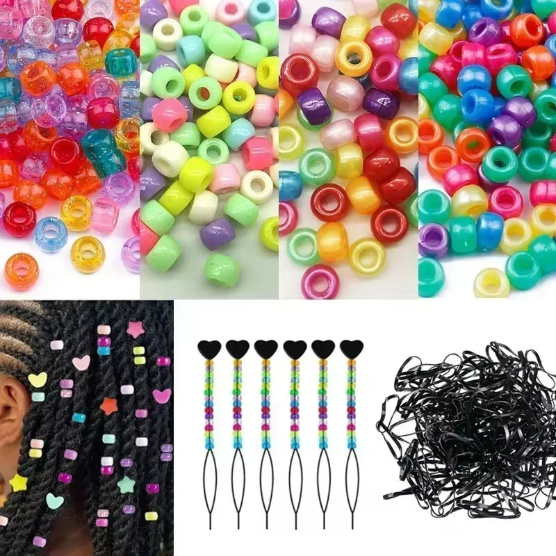 100Pcs Hair Beads Pony Beads for Hair Braids 6X9Mm Plastic Bead 4Mm Large Hole for Kids Girls African Hair Bead Accessories