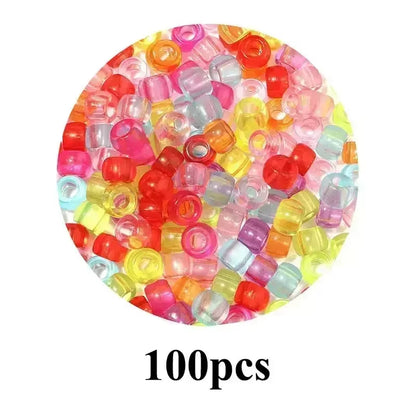 100Pcs Hair Beads Pony Beads for Hair Braids 6X9Mm Plastic Bead 4Mm Large Hole for Kids Girls African Hair Bead Accessories