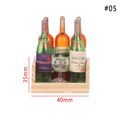 1 Set 1:12 Doll House Mini Wine Bottles Fruit Box Candy Food Toy for Dollhouse Collectible Gift Miniature Accessories