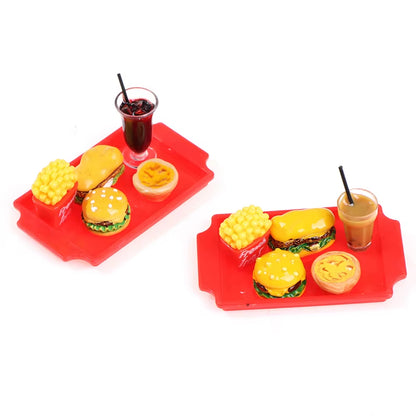 1 Set Cute Mini Hamburger French Fries Miniature Dollhouse Fast Food for Doll House Kitchen Coffee Cup Accessories Toy