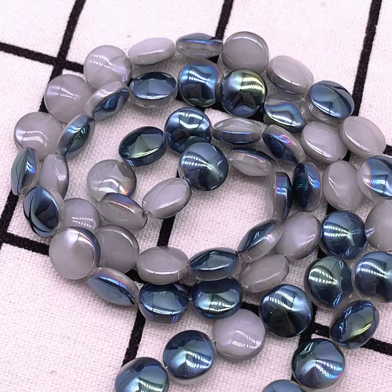 15Pcs/Lot 10*3Mm Glaze round Flat Beads Crystal Glass Beads,Wheel Beads,Transit Beads,Bracelet Necklace Jewelry Making