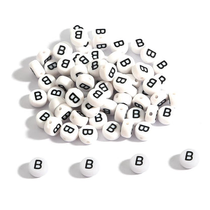 4X7Mm 100Pcs Acrylic Spacer Beads Letter Beads Oval Alphabet Beads for Jewelry Making Needlework Beads DIY Handmade Accessories