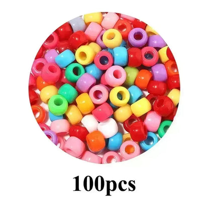 100Pcs Hair Beads Pony Beads for Hair Braids 6X9Mm Plastic Bead 4Mm Large Hole for Kids Girls African Hair Bead Accessories