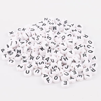 4X7Mm 100Pcs Acrylic Spacer Beads Letter Beads Oval Alphabet Beads for Jewelry Making Needlework Beads DIY Handmade Accessories