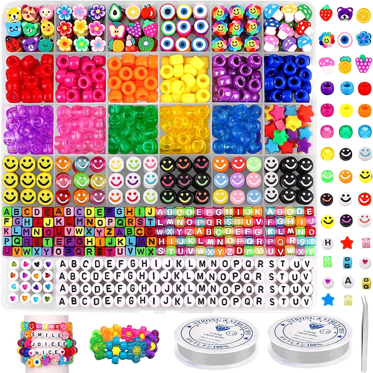 Bracelet Making Kit Pony Beads Fruite Flower Polymer Clay Beads Letter Beads For