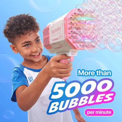 Bubble Machine Blaster Pink Bubble Gun for Kids Adults Automatic Bubble Gun